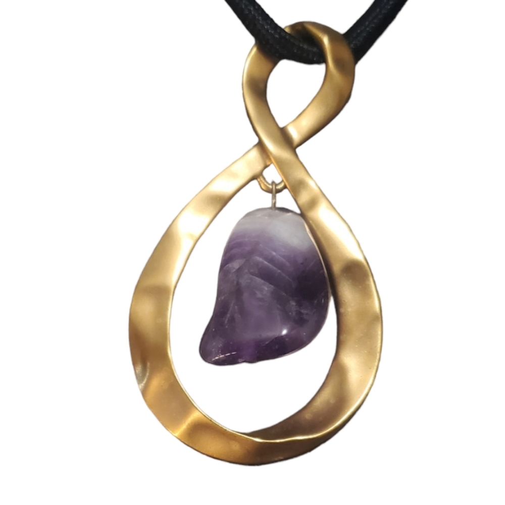 Statement necklace Amethyst and brass